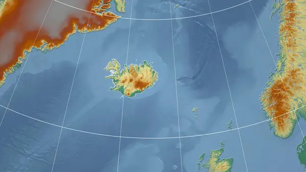 Islandia Sąsiedztwo Odległa Perspektywa Zarysem Kraju Mapa Pomocy Topograficznej — Zdjęcie stockowe