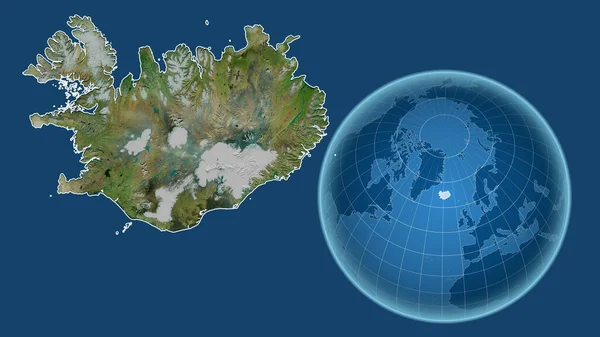 Islande Globe Avec Forme Pays Contre Carte Zoomée Avec Son — Photo