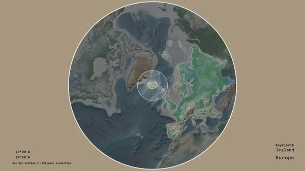 Området Island Markerat Med Cirkel Den Storskaliga Kartan Över Kontinenten — Stockfoto