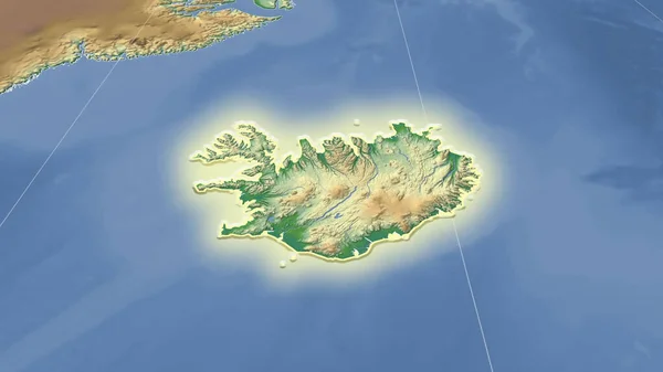 Islandia Vecindario Perspectiva Oblicua Distante Forma Brillaba Mapa Físico Color —  Fotos de Stock