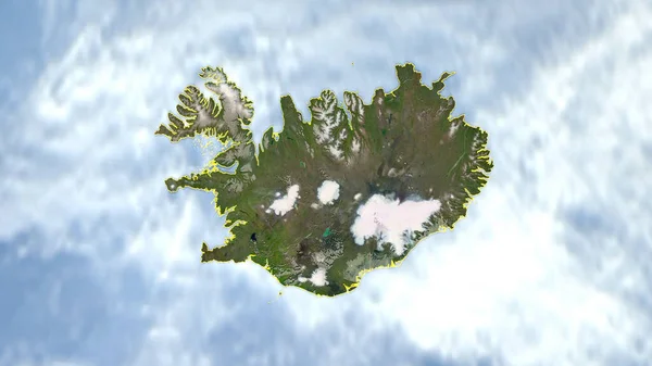 Island Skizziert Hochauflösendes Satellitenbild — Stockfoto