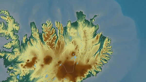 Hlshreppur Región Islandia Relieve Colores Con Lagos Ríos Forma Delineada — Foto de Stock