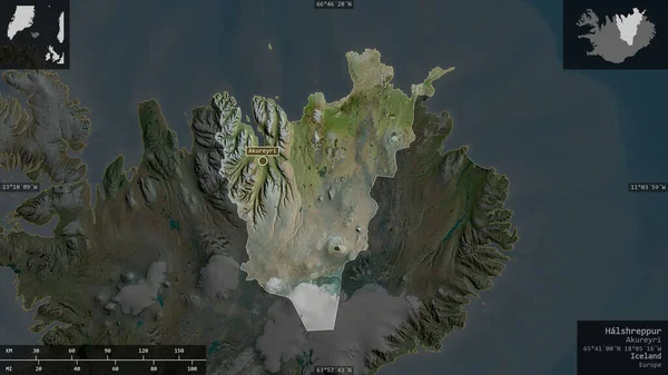 Hlshreppur Región Islandia Imágenes Satélite Forma Presentada Contra Área País — Foto de Stock