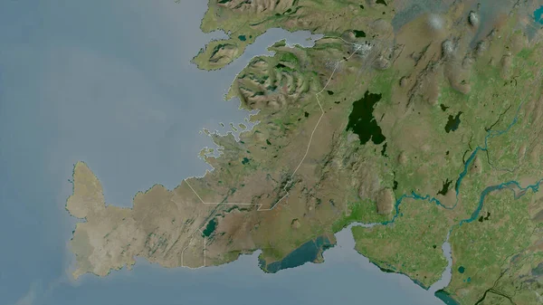 Hfuborgarsvi Regionen Island Satellitbilder Form Som Skisseras Mot Dess Landområde — Stockfoto