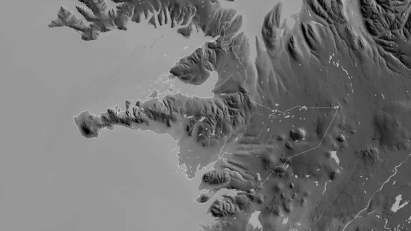 Vesturland Regione Dell Islanda Mappa Scala Grigi Con Laghi Fiumi — Foto Stock