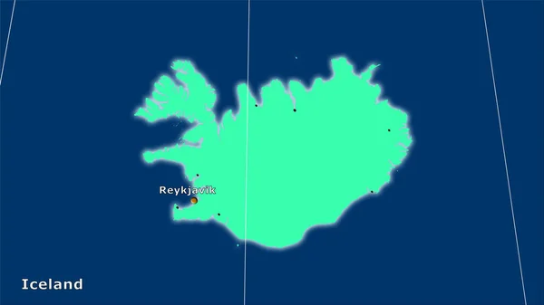 Zone Islande Sur Carte Des Divisions Administratives Dans Projection Stéréographique — Photo