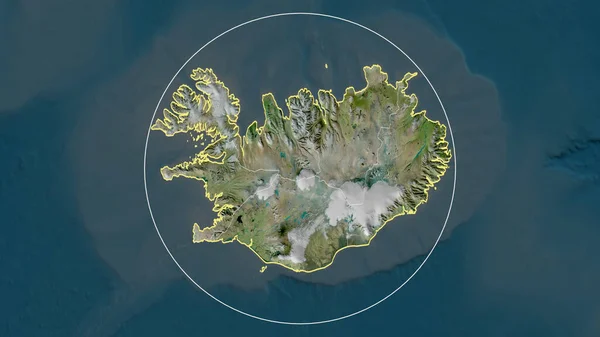 Island Zoomade Och Cirklade Satellitbilder Rendering — Stockfoto