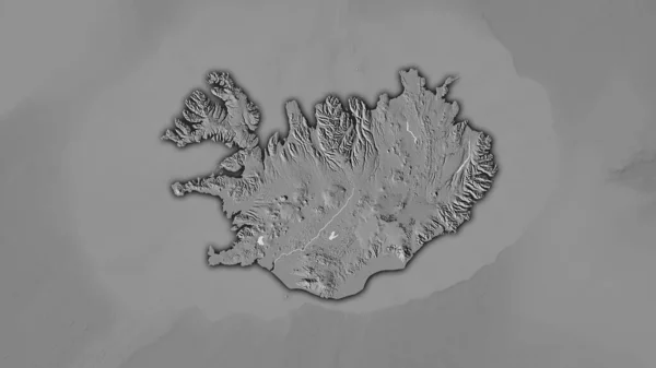 Περιοχή Ισλανδίας Στον Υψομετρικό Χάρτη Bilevel Στη Στερεογραφική Προβολή Ακατέργαστη — Φωτογραφία Αρχείου