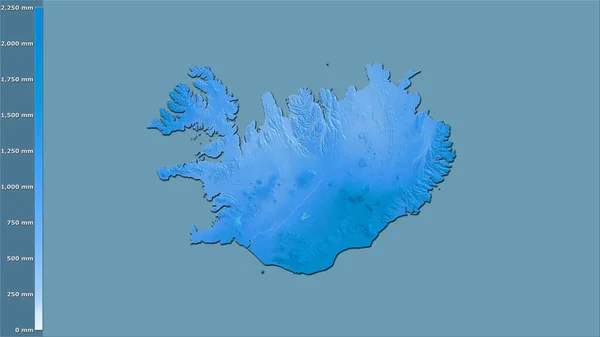 Précipitations Annuelles Dans Zone Islande Dans Projection Stéréographique Avec Légende — Photo
