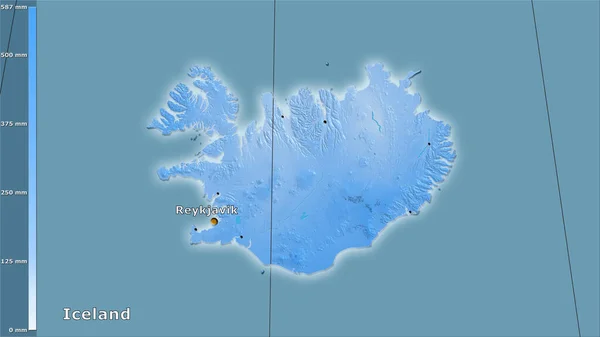 Précipitations Des Quartiers Les Froids Zone Islande Dans Projection Stéréographique — Photo