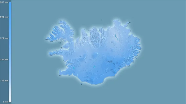 Precipitazione Del Quartiere Più Freddo Dell Islanda Nella Proiezione Stereografica — Foto Stock