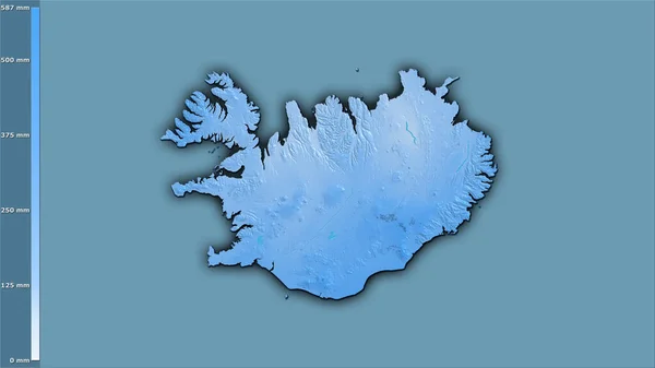 Precipitation Coldest Quarter Iceland Area Stereographic Projection Legend Raw Composition — Stock Photo, Image