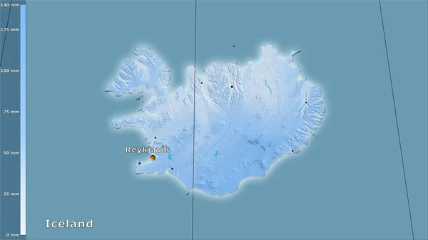 Srážky Nejsuššího Měsíce Oblasti Islandu Stereografické Projekci Legendou Hlavní Skladba — Stock fotografie