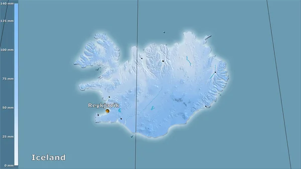 Précipitations Des Mois Les Secs Dans Zone Islande Dans Projection — Photo