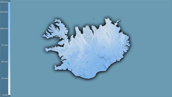 Srážky Nejsuššího Měsíce Oblasti Islandu Stereografické Projekci Legendou Hrubé Složení — Stock fotografie