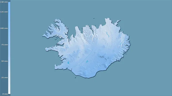 Précipitation Mois Sec Dans Zone Islande Dans Projection Stéréographique Avec — Photo