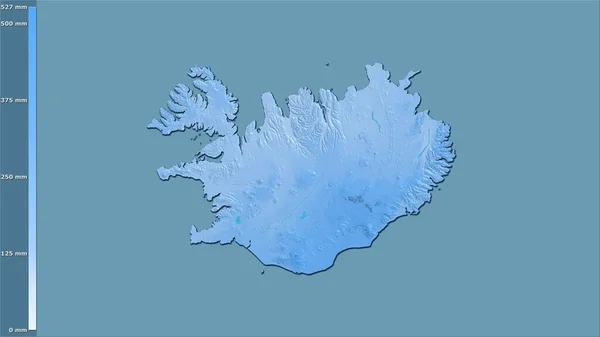 Precipitation Warmest Quarter Iceland Area Stereographic Projection Legend Raw Composition — Stock Photo, Image