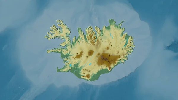 Zone Islande Sur Carte Topographique Relief Dans Projection Stéréographique Composition — Photo