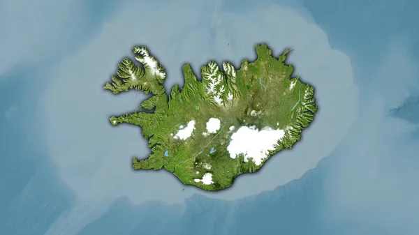 立体投影の衛星Bマップ上のアイスランド領域 暗い輝く輪郭を持つラスター層の生の組成 — ストック写真