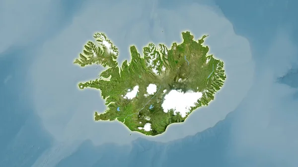 Zone Islande Sur Carte Satellite Dans Projection Stéréographique Composition Brute — Photo