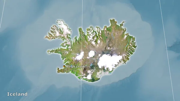 Islandia Satélite Mapa Proyección Estereográfica Composición Principal — Foto de Stock