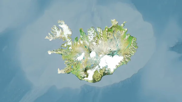 Περιοχή Ισλανδίας Στον Δορυφορικό Χάρτη Στη Στερεογραφική Προβολή Ακατέργαστη Σύνθεση — Φωτογραφία Αρχείου