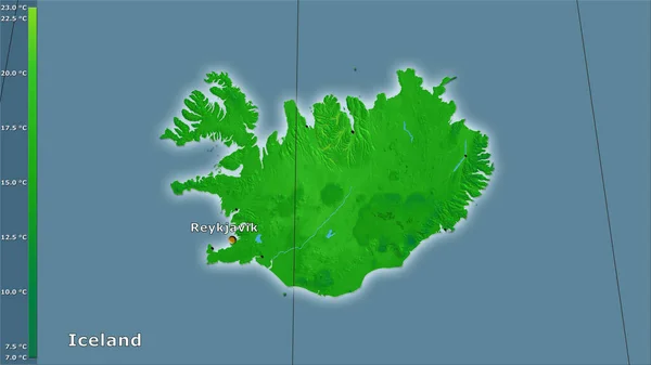 Variación Media Anual Temperatura Dentro Del Área Islandia Proyección Estereográfica —  Fotos de Stock