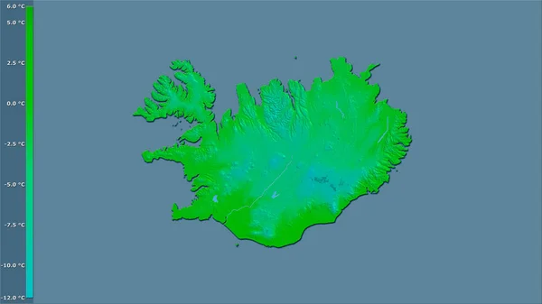 Gemiddelde Temperatuur Van Koudste Kwartalen Het Ijslandse Gebied Stereografische Projectie — Stockfoto