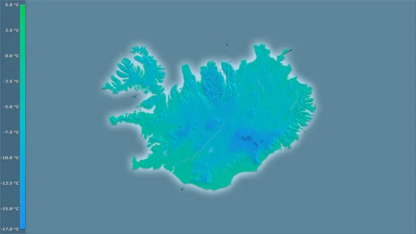 Minsta Temperatur Den Kallaste Månaden Inom Island Området Stereografisk Projektion — Stockfoto