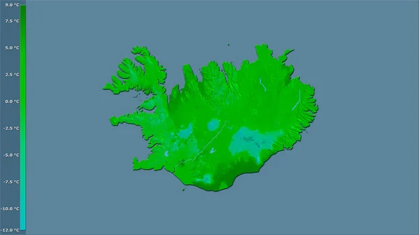 Température Moyenne Quartier Chaud Zone Islande Dans Projection Stéréographique Avec — Photo
