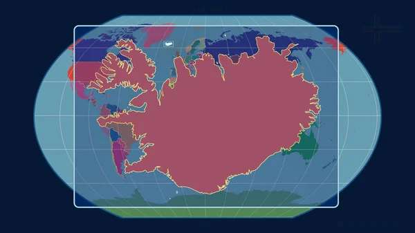 Vista Ampliada Del Contorno Islandia Con Líneas Perspectiva Contra Mapa —  Fotos de Stock