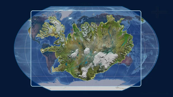 Vista Ampliada Del Contorno Islandia Con Líneas Perspectiva Contra Mapa — Foto de Stock