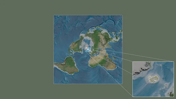 Розширена Розширена Територія Ісландії Отримана Масштабної Мапи Світу Провідними Лініями — стокове фото