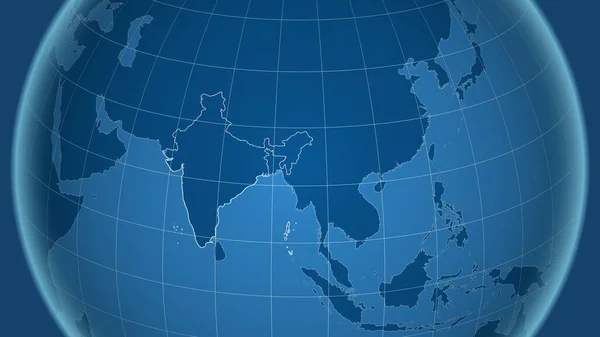 Indie Sąsiedztwo Odległa Perspektywa Zarysem Kraju Tylko Kształty Maska Lądowa — Zdjęcie stockowe
