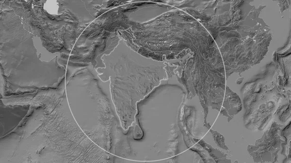Area Allargata Dell India Circondata Cerchio Sullo Sfondo Del Suo — Foto Stock