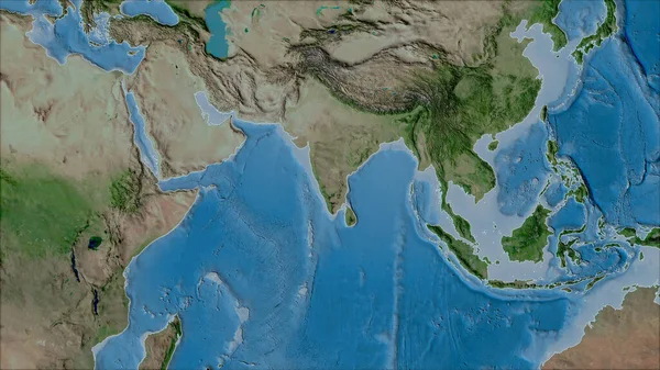 衛星上のインドの地殻プレートの近傍ヴァン グリンテンI予測 斜めの変換 内の地図 生の複合体 アウトラインなし — ストック写真