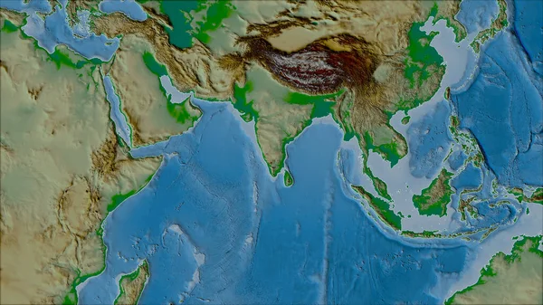 Områden Den Indiska Tektoniska Plattan Den Fysiska Kartan Van Der — Stockfoto