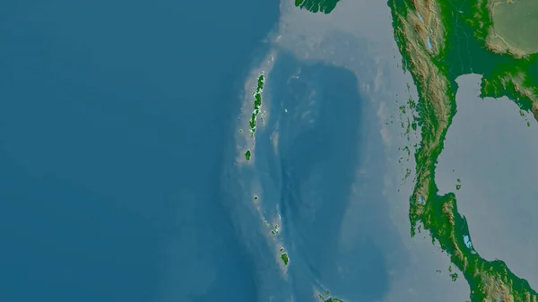 安达曼和尼科巴 印度的联邦领地 湖泊和河流的彩色阴影数据 形状与它的国家相对应 3D渲染 — 图库照片