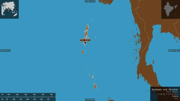 Andaman Nicobar Territorio Unificado India Sólidos Modelados Con Lagos Ríos —  Fotos de Stock