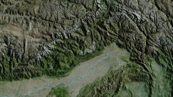 Arunachal Pradesh Staat Van India Satellietbeelden Vorm Geschetst Tegen Zijn — Stockfoto