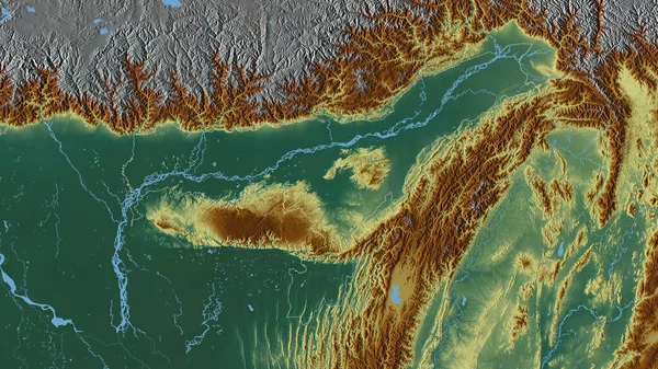 阿萨姆 印度邦 五彩斑斓的湖泊和河流 形状与它的国家相对应 3D渲染 — 图库照片