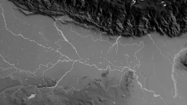 Bihar Estado India Mapa Escala Grises Con Lagos Ríos Forma — Foto de Stock