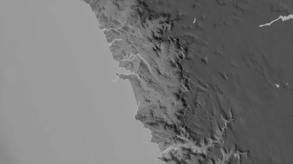 インドのゴア州 湖や川とグレースケールの地図 形状は その国の領域に対して概説 3Dレンダリング — ストック写真