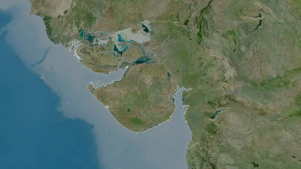 Gujarat State India Satellite Imagery Shape Outlined Its Country Area — Stock Photo, Image