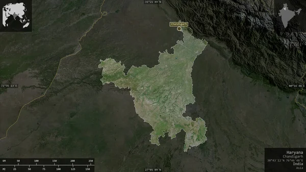 Haryana Estado India Imágenes Satélite Forma Presentada Contra Área País — Foto de Stock