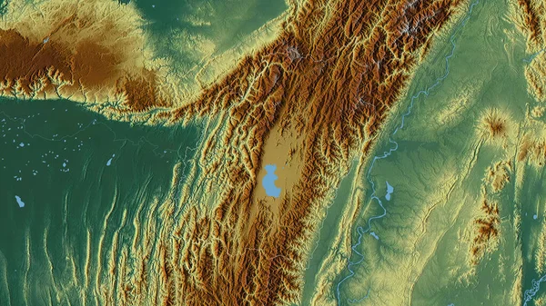 Manipur Statul India Relief Colorat Lacuri Râuri Forma Conturată Împotriva — Fotografie, imagine de stoc