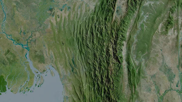 Mizoram Estado India Imágenes Satélite Forma Delineada Contra Área País — Foto de Stock