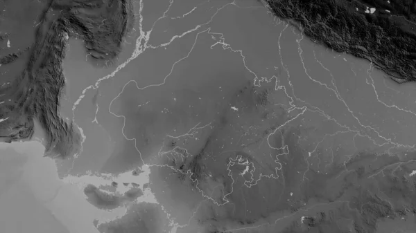 Rajastán Estado India Mapa Escala Grises Con Lagos Ríos Forma —  Fotos de Stock