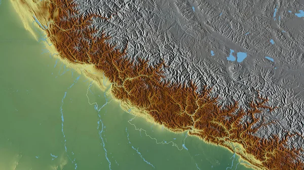 Uttarakhand Staat India Gekleurd Reliëf Met Meren Rivieren Vorm Geschetst — Stockfoto