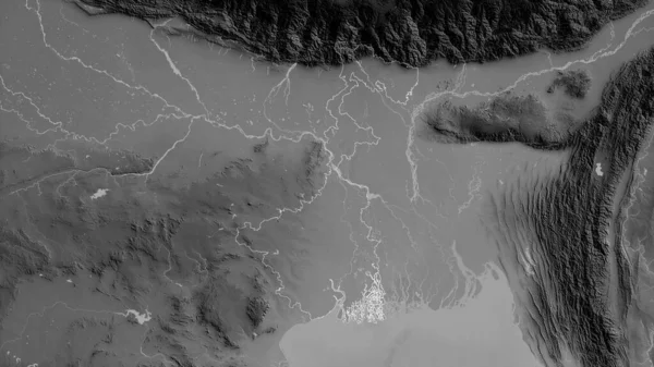 Westbengalen Bundesstaat Indien Graustufige Karte Mit Seen Und Flüssen Umrissen — Stockfoto